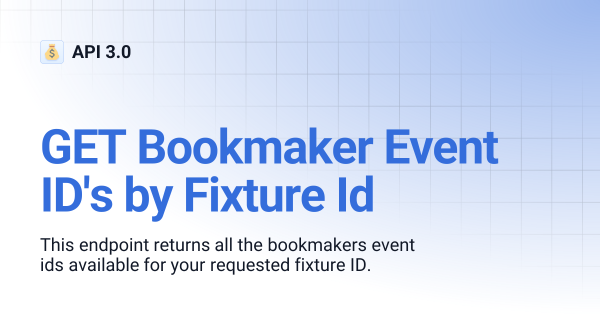 GET Bookmaker Event ID's by Fixture Id | Odds API 3.0 | API 3.0