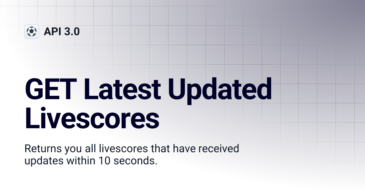 GET Latest Updated Livescores | API 3.0