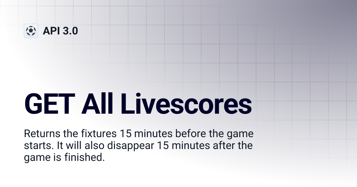 GET All Livescores | API 3.0