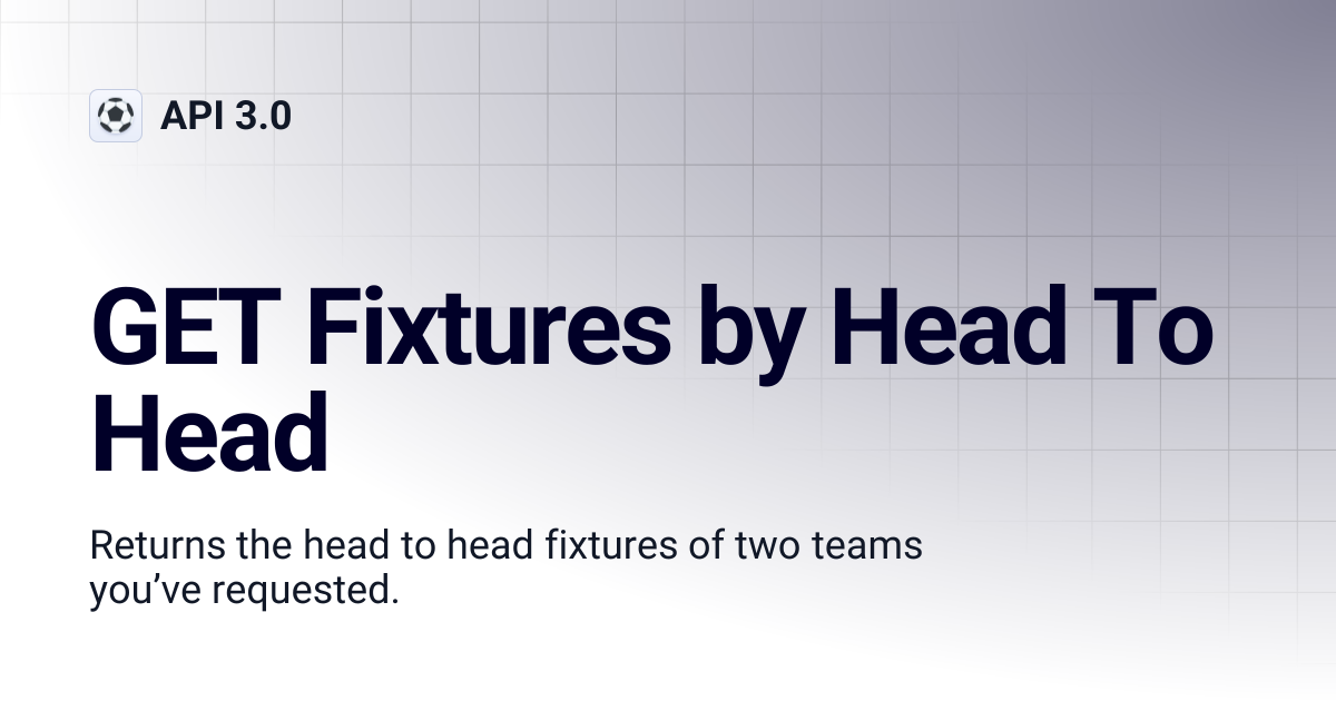 GET Fixtures by Head To Head | API 3.0
